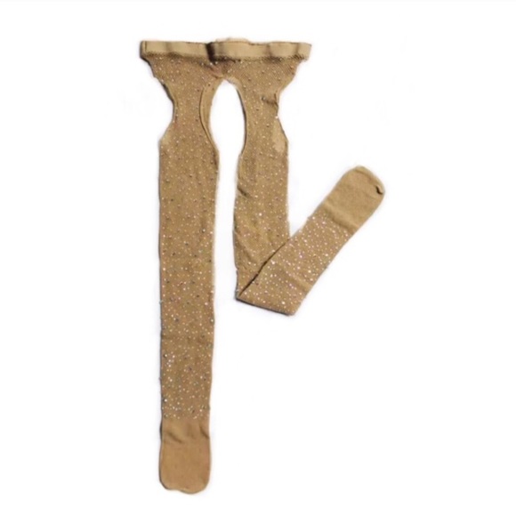 NEW Crotchless Rhinestone Fishnet Garter Tights - Picture 7 of 7